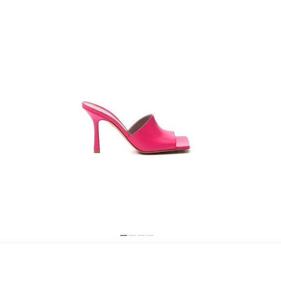 Bottega Veneta Squared Toe Stiletto Sandals Lollipop Pink Womens Size 7 - Picture 1 of 11